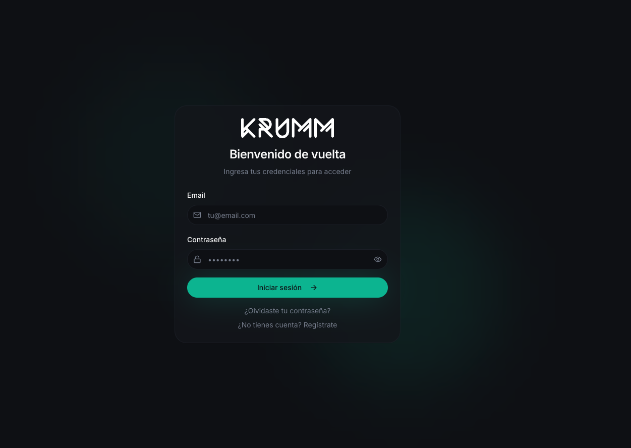 Pantalla de acceso a plataforma propia KRUMM